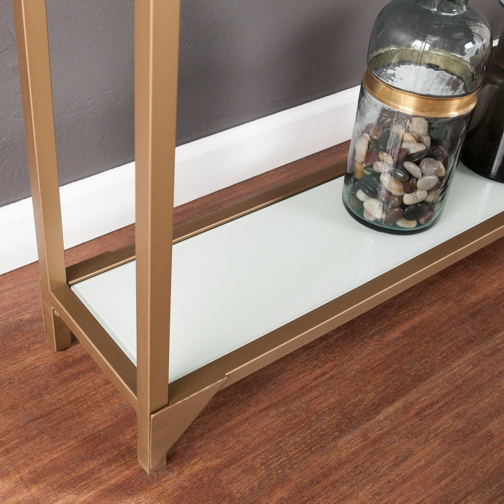 SEI Furniture Grant Narrow Console Table with Glass Shelf Display – Dubai, UAE