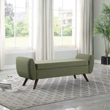 HomePop Modern Sherpa Storage Bench with Wood Legs - Cream