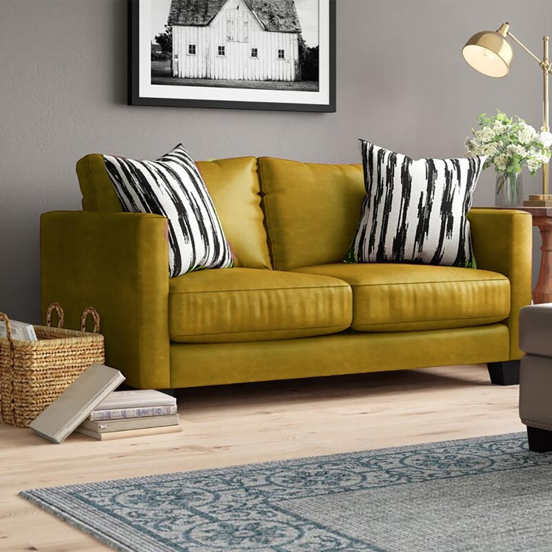 Hubbardston Faux Leather Square Arm Loveseat
