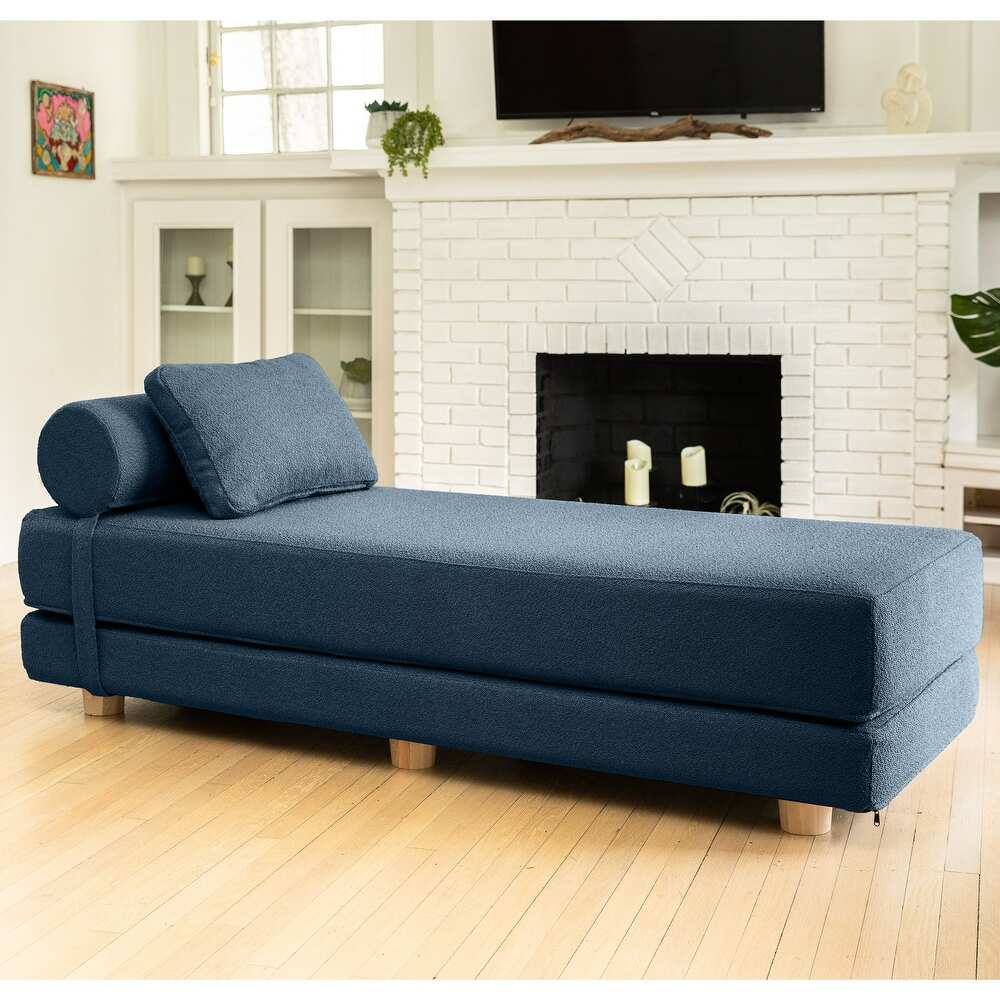 Jaxx Avida Daybed - Fold Out Queen Sleeper - Premium Boucle: Sleek and Modern Lounge for Relaxing and Overnight Guests