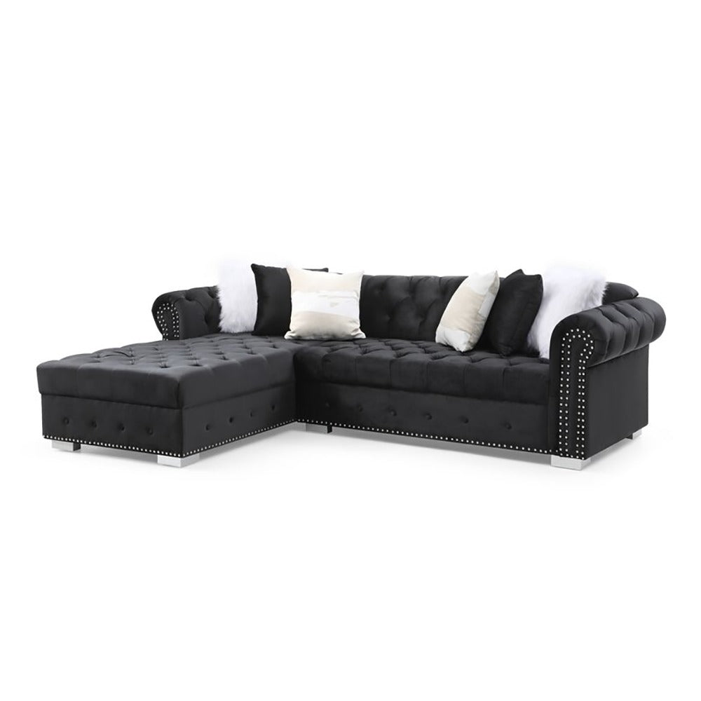 Jilian Velvet Left Hand Facing Sectional Sofa – 2-Piece Luxurious Comfort & Timeless Elegance