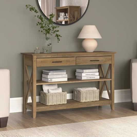 Key West Console Table with Drawers and Shelves by Bush Furniture | Coastal & Farmhouse Style