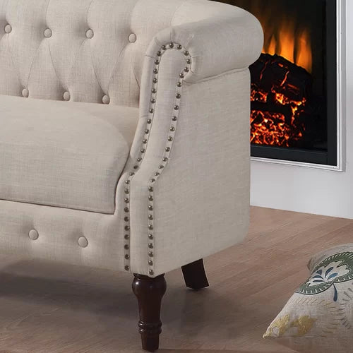 Khalifa Linen Rolled Arm Loveseat