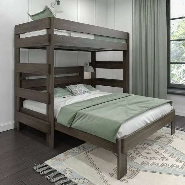 Farmhouse Twin over Queen L Shaped Bunk Bed - Barnwood Brown