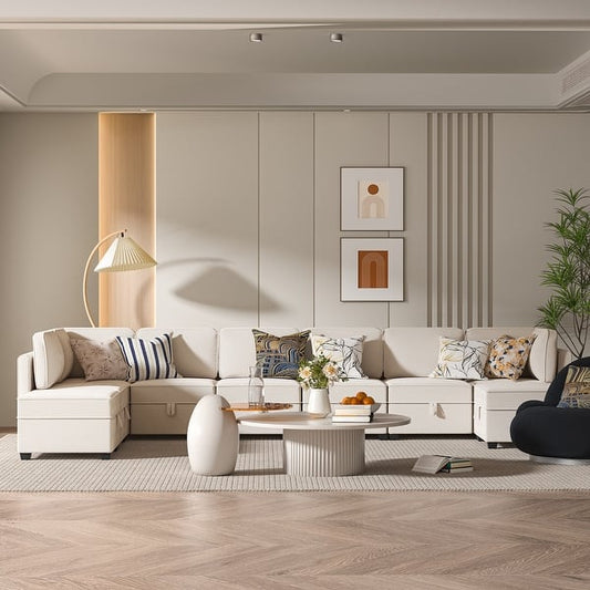 Morden Fort Modular Sectional Sofa - 9-Piece U-Shape Couch with Storage, DIY Combination - Grey | Zavior Furniture Dubai