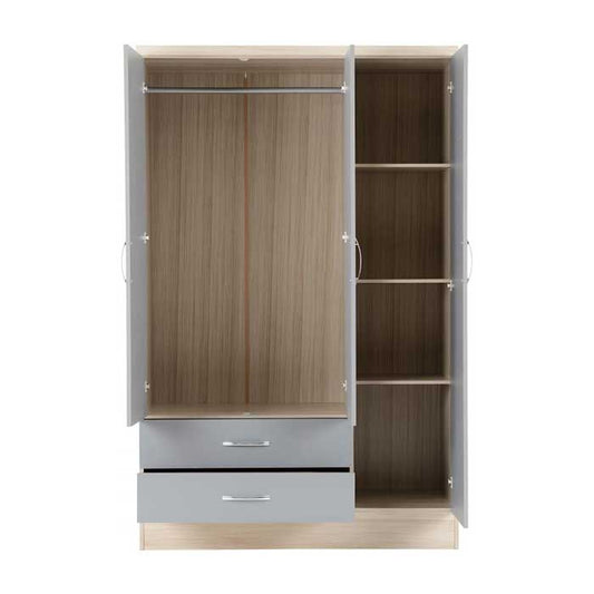 Nevada White Drawer Wardrobe With Mirror