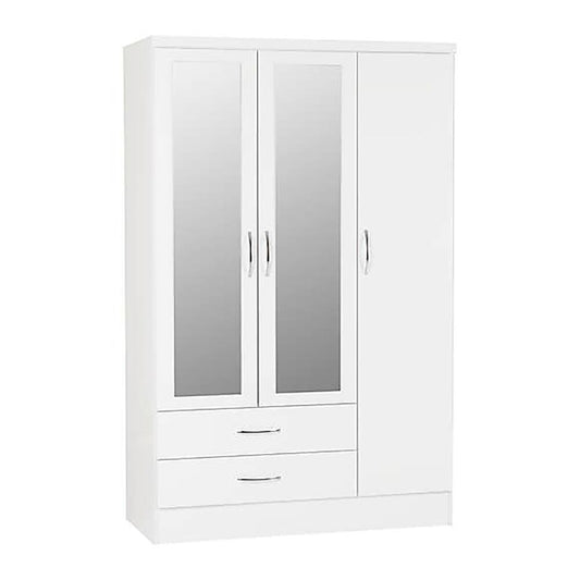 Nevada White Drawer Wardrobe With Mirror