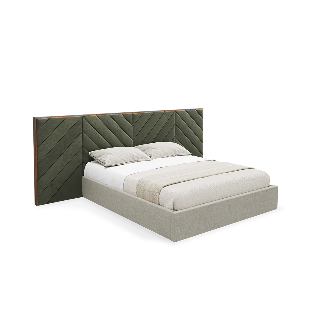 WallPanel Headboard Bed With Cross Lines Tufted