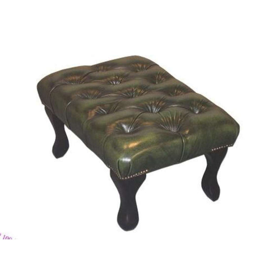Queen Anne Ottoman in Faux Leather