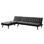 Reversible Sectional Sleeper Sofa Black Fabric With Wood Legs | Modern Comfort in Dubai