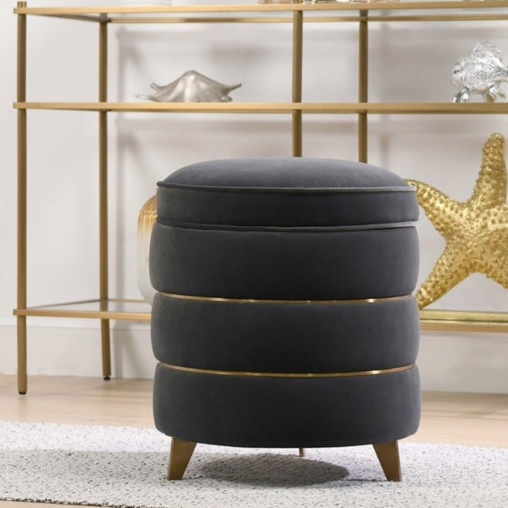 Round Gold Ring Storage Ottoman