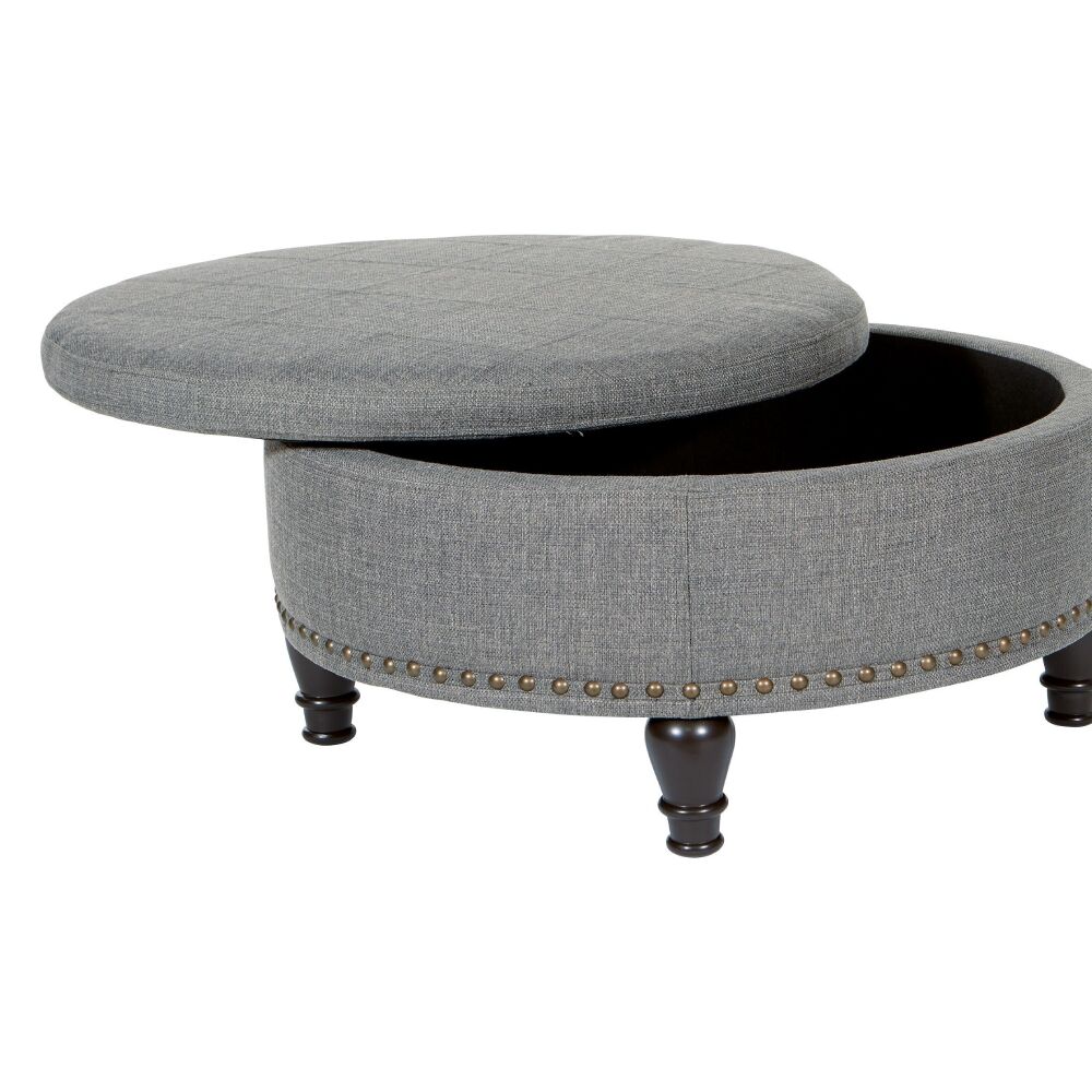 Round Storage Ottoman with Flip Top Surface