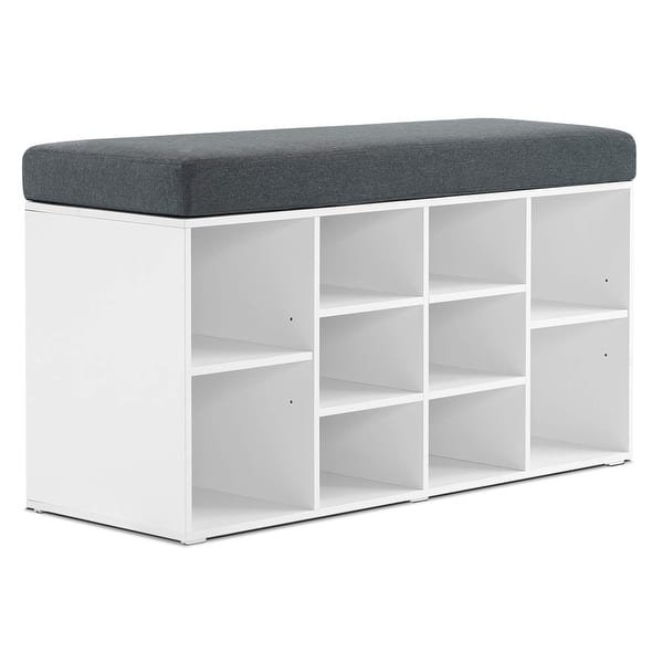 Luxurious Shoe Storage Bench with Cushion and 10 Cubbies – Perfect for Dubai Homes