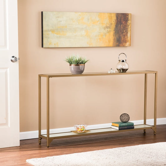 SEI Furniture Grant Narrow Console Table with Glass Shelf Display – Dubai, UAE