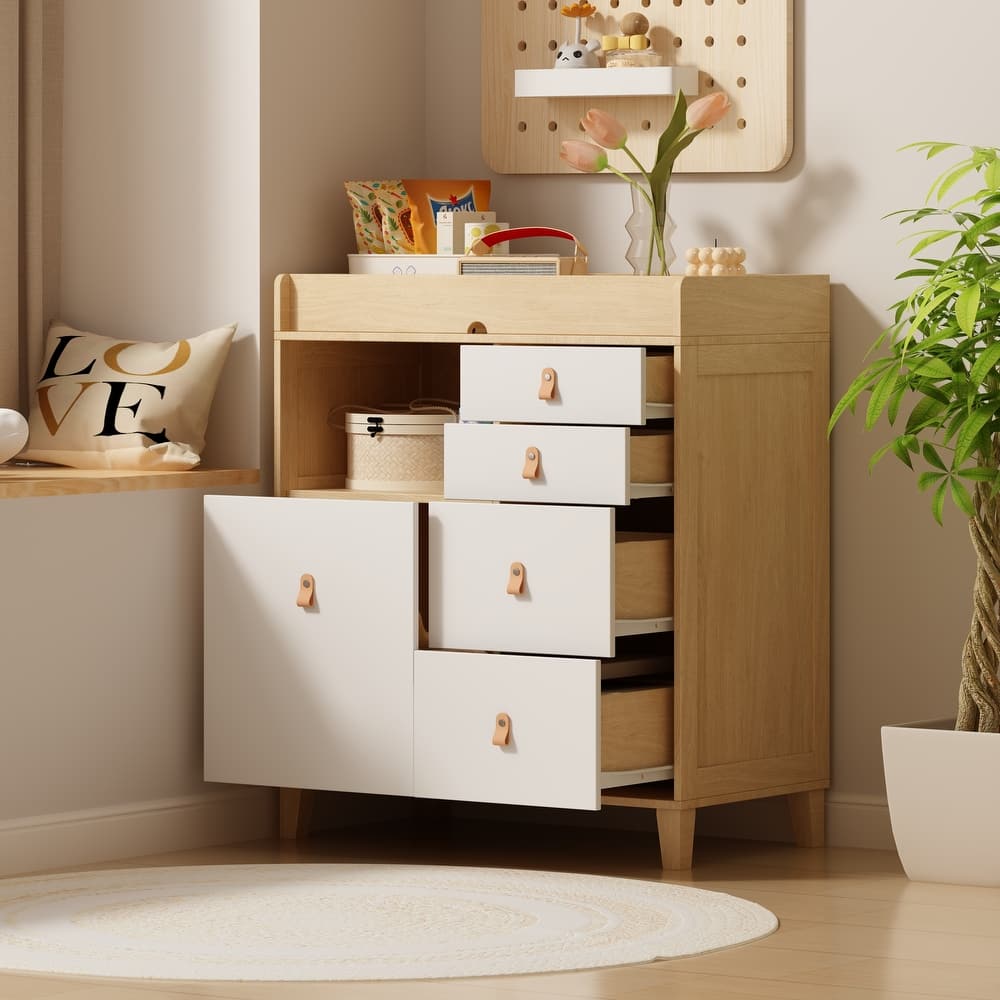 Storage Dresser Chest with Changing Station for Infant Kids Bedroom in White – Organize Your Baby's Nursery in Dubai