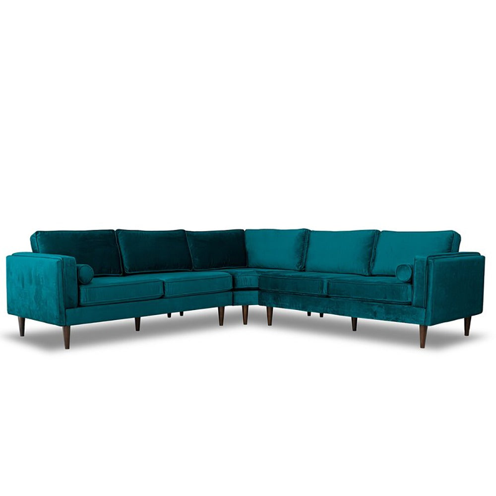 Symmetrical Corner Velvet Sectional Sofa - Stylish and Comfortable 3-Piece Design