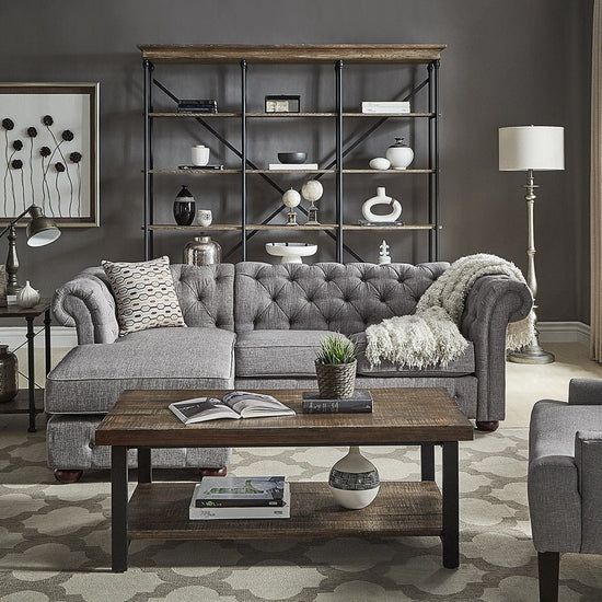 Scroll arm Chesterfield couch