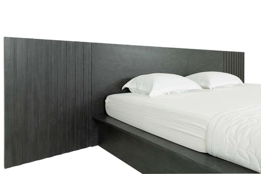 Modrest Manchester Contemporary Platform Dark Grey Bed with Two Nightstands