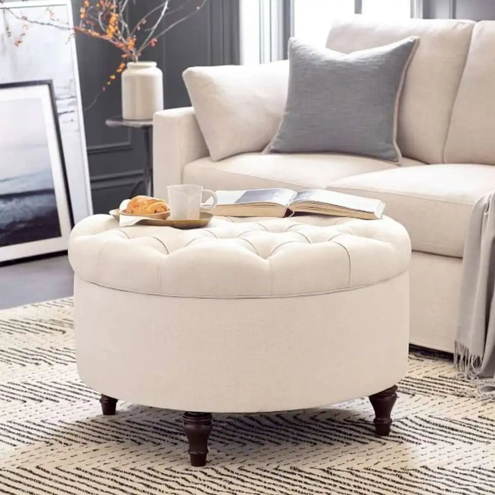 Zavior Tufted Round Storage Ottoman