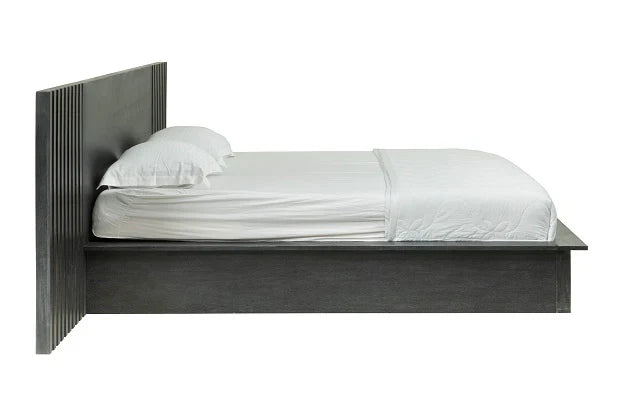Modrest Manchester Contemporary Platform Dark Grey Bed with Two Nightstands