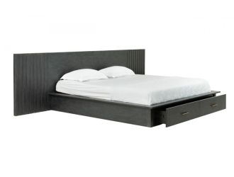 Modrest Manchester Contemporary Platform Dark Grey Bed with Two Nightstands