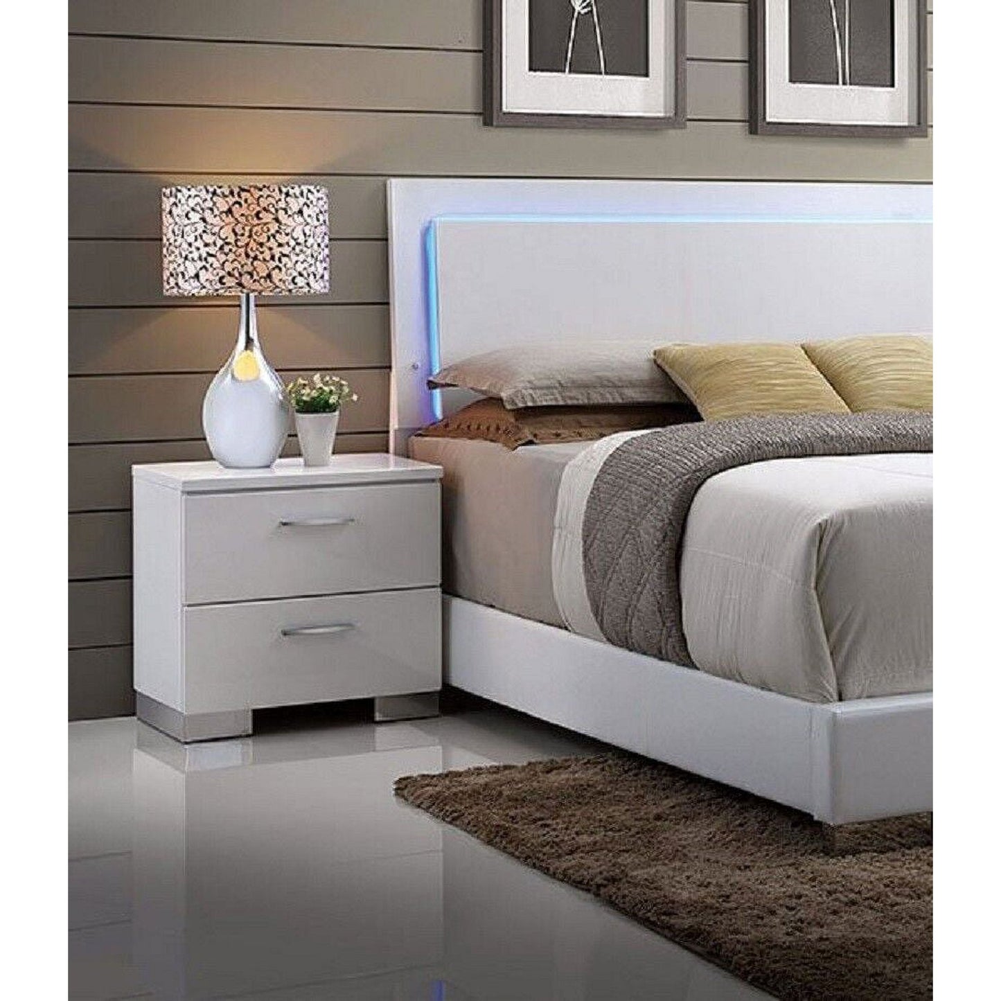 Felicity Bedroom Set with LED Lighting Glossy White
