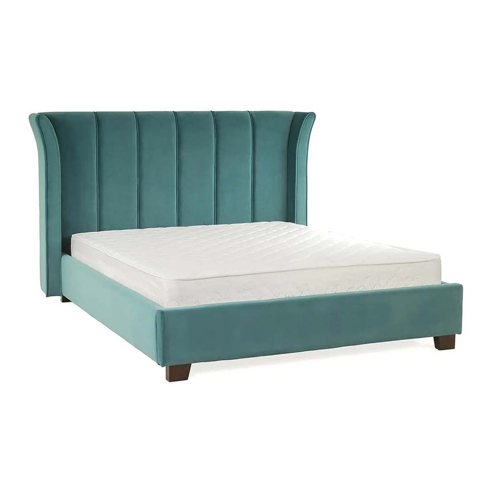 Curved Headboard Bed Velvet Upholstered