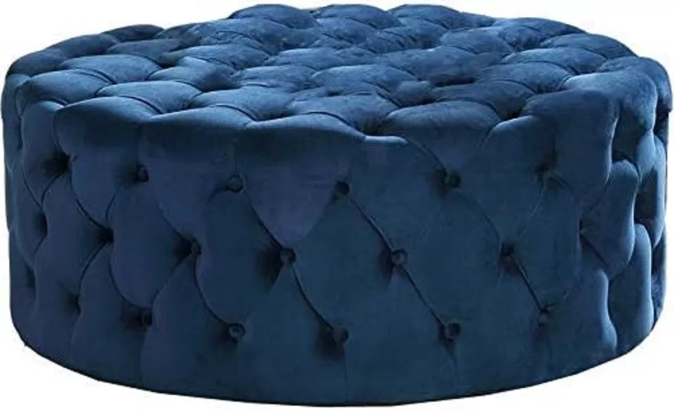 Velvet Tufted Round Cocktail Ottoman