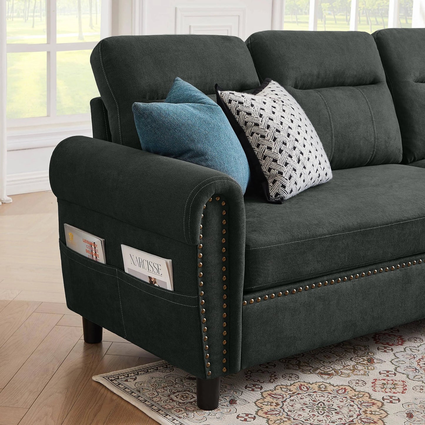 Modern 4-Seater L-Shaped Sectional Sofa with Storage Ottoman