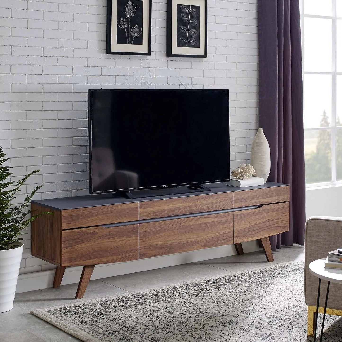 Tv stand in walnut gray