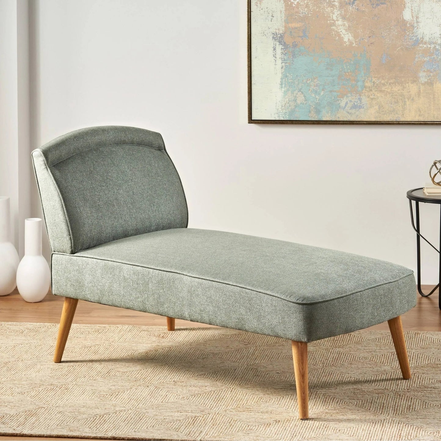 Carisia Mid Century Modern Fabric Chaise Lounge