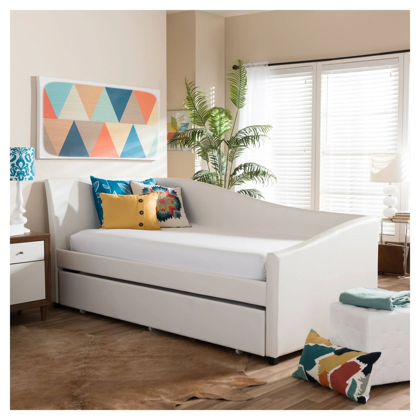 Contemporary Faux Leather Daybed with Trundle