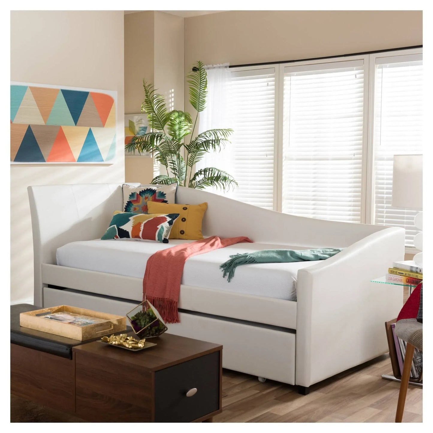 Contemporary Faux Leather Daybed with Trundle