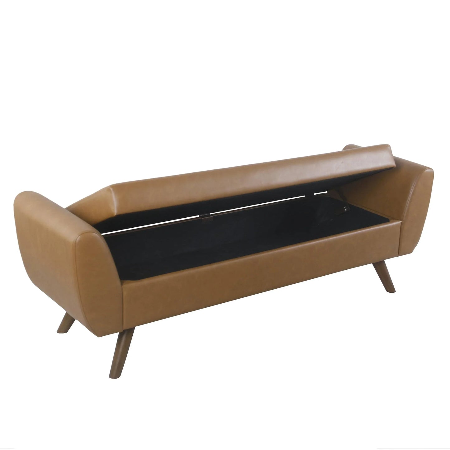 HomePop Modern Sherpa Storage Bench with Wood Legs - Cream
