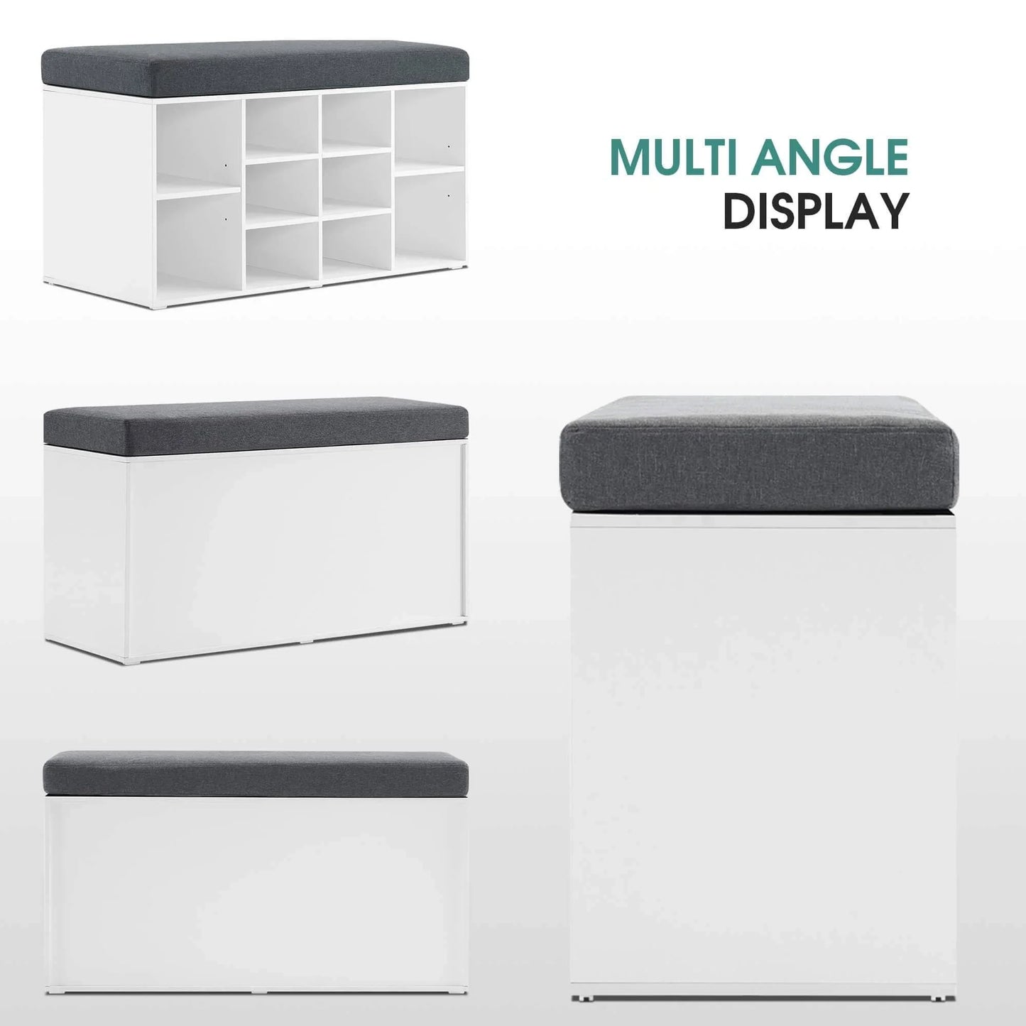 Luxurious Shoe Storage Bench with Cushion and 10 Cubbies – Perfect for Dubai Homes