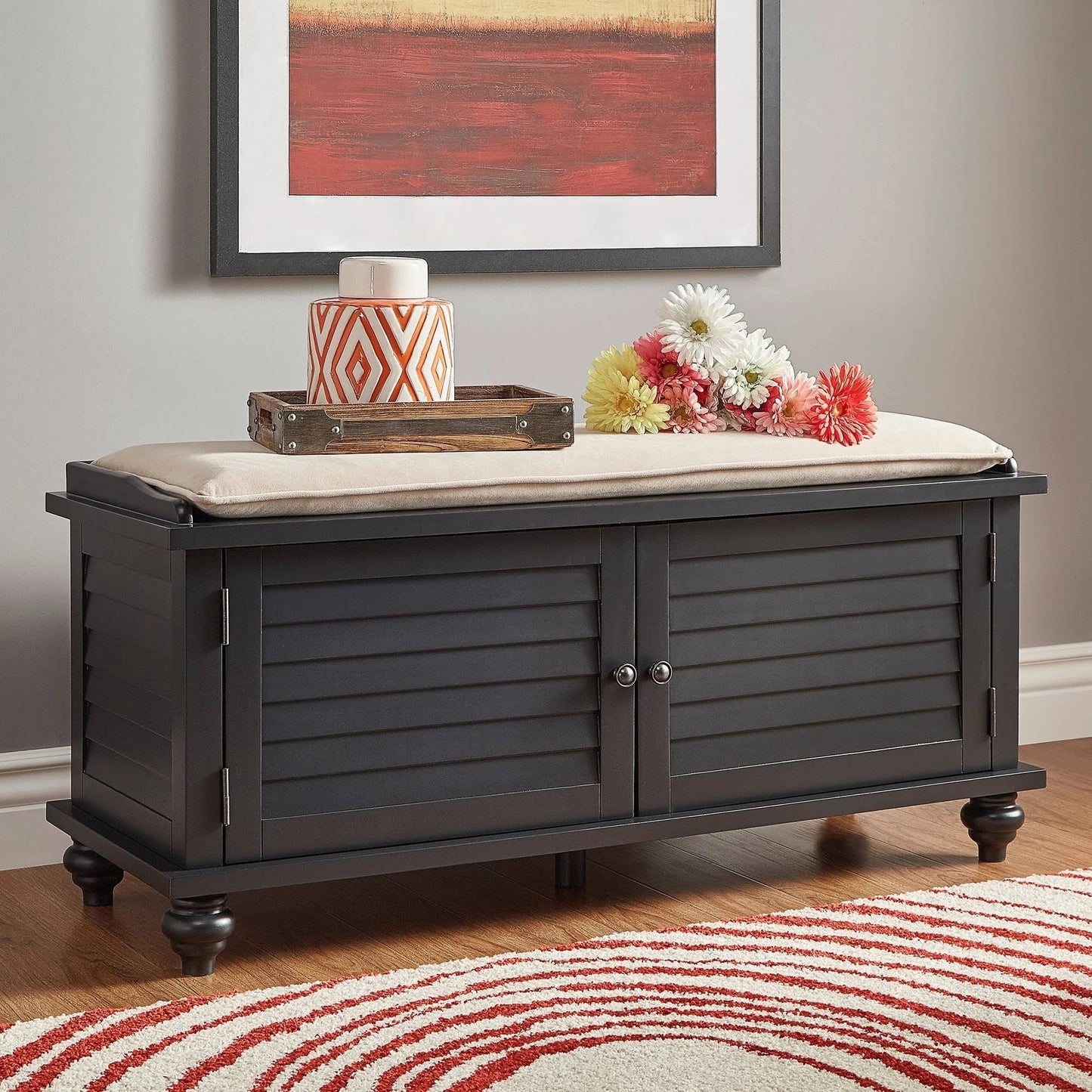 Maybelle Velvet Cushion Shutter Door Storage Bench by iNSPIRE Q Classic - Espresso