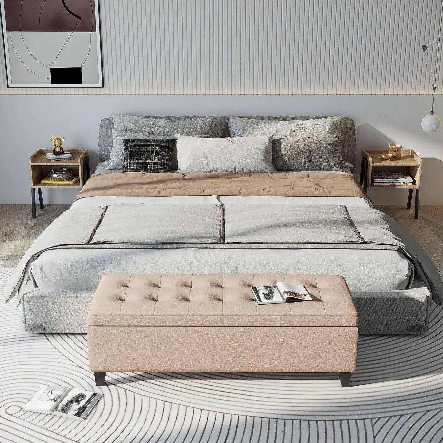 Mission Tufted Fabric Storage Ottoman Bench by Christopher Knight Home