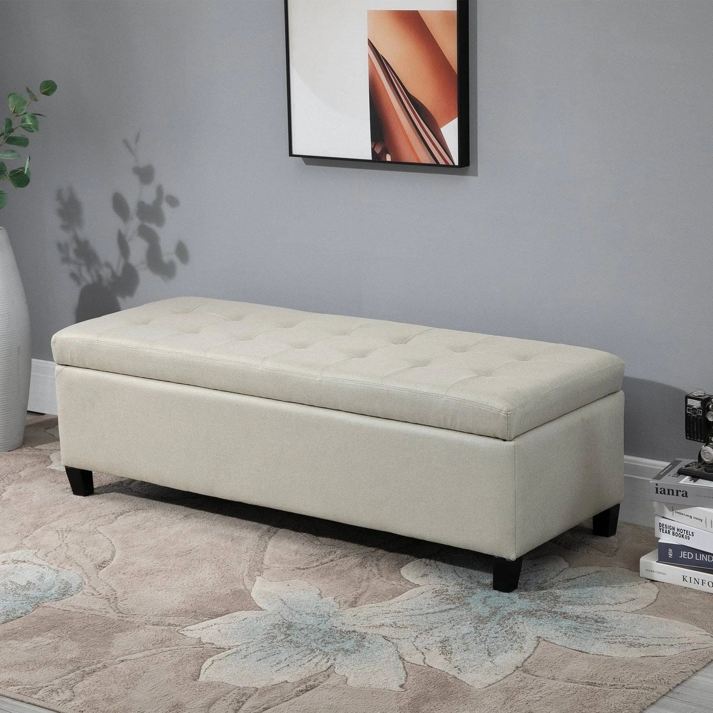 Mission Tufted Fabric Storage Ottoman Bench by Christopher Knight Home