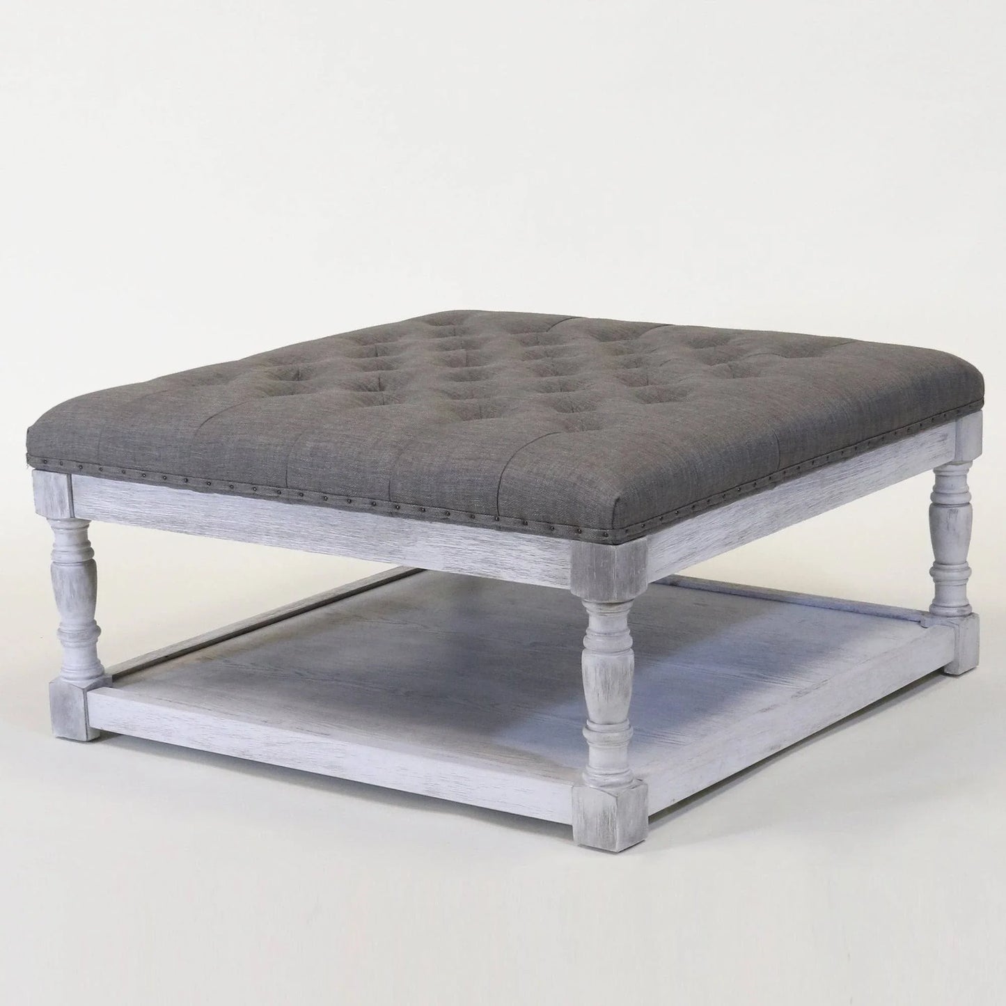 Cairona Tufted Textile 34-inch Shelved Ottoman Table
