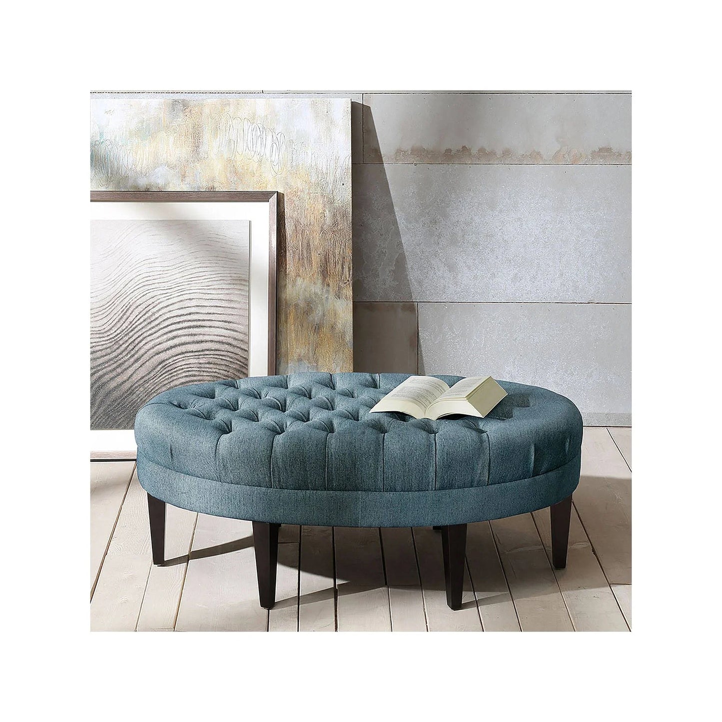 Madison Park Chase Surfboard Tufted Ottoman