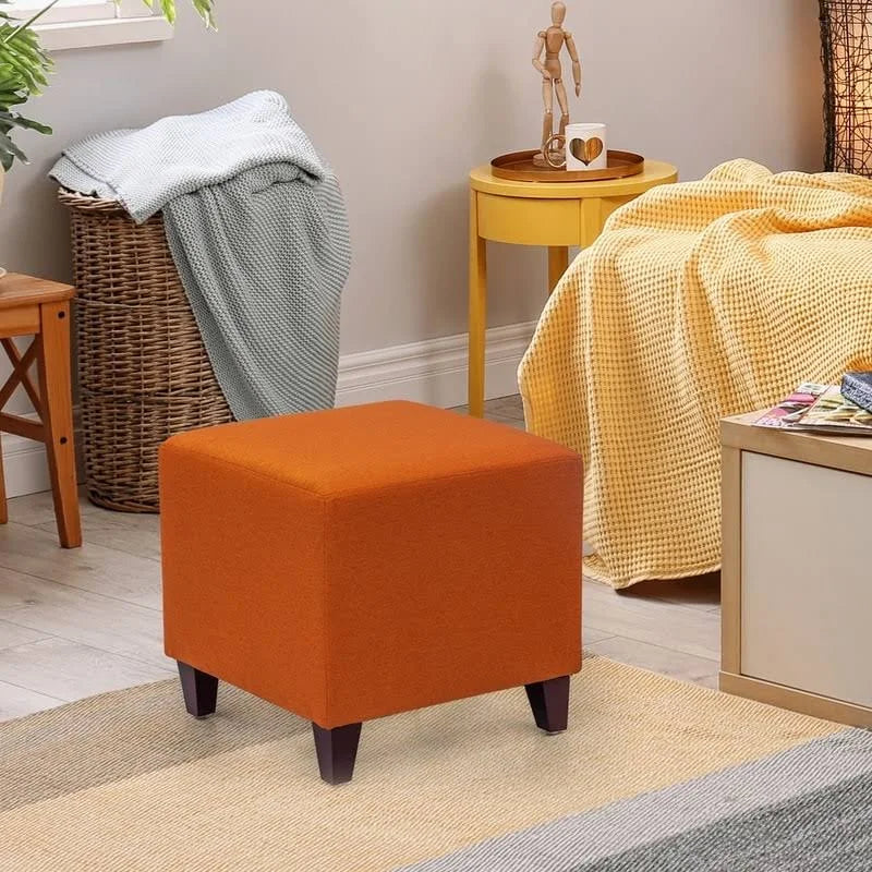 Simple British Style Cube Ottoman Footstool,