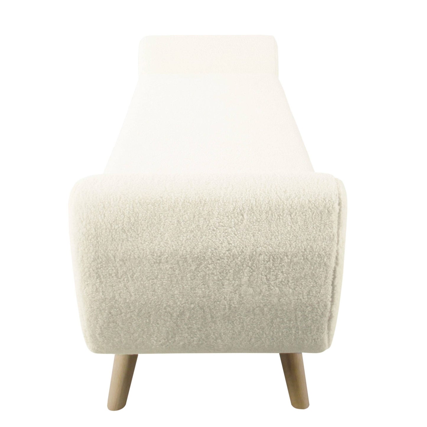 HomePop Modern Sherpa Storage Bench with Wood Legs - Cream