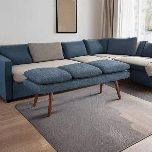 Amanda 54" Mid-Century Bench: Stylish Upholstered Bench for Modern Interiors