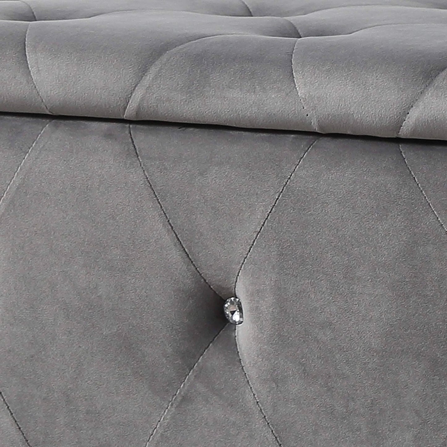 Elegant Upholstered Tufted Storage Bench - Grey | Timeless Design for Dubai Homes