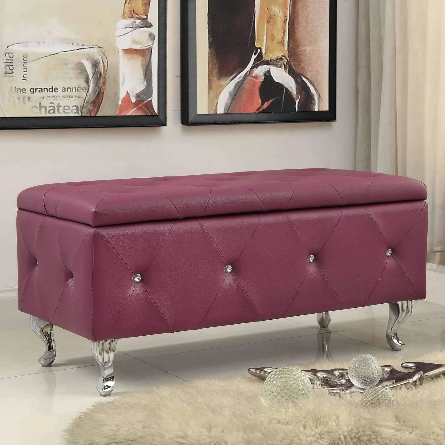 Elegant Upholstered Tufted Storage Bench - Grey | Timeless Design for Dubai Homes