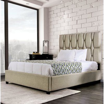 Briston Pattern Tufted Bed in Gray