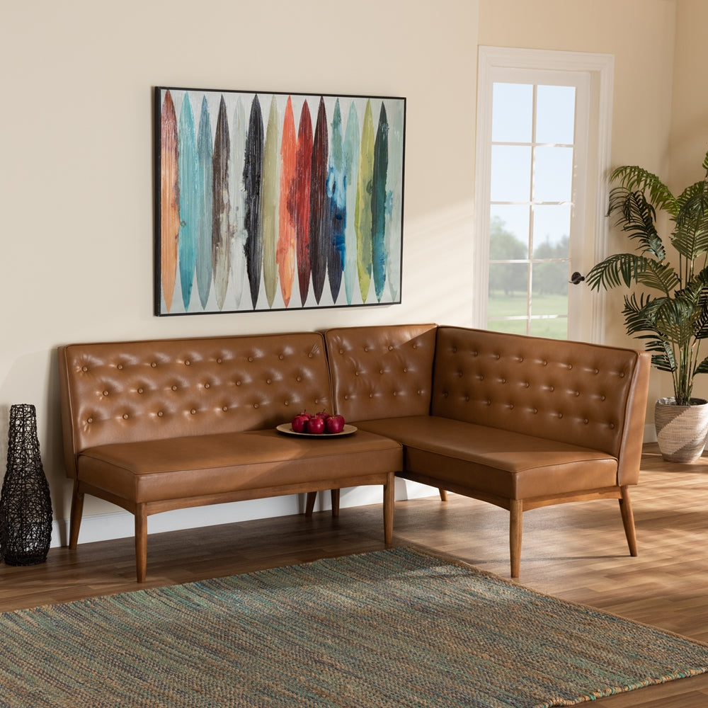 Riordan Mid-Century Modern 2-Piece Dining Nook Banquette Set