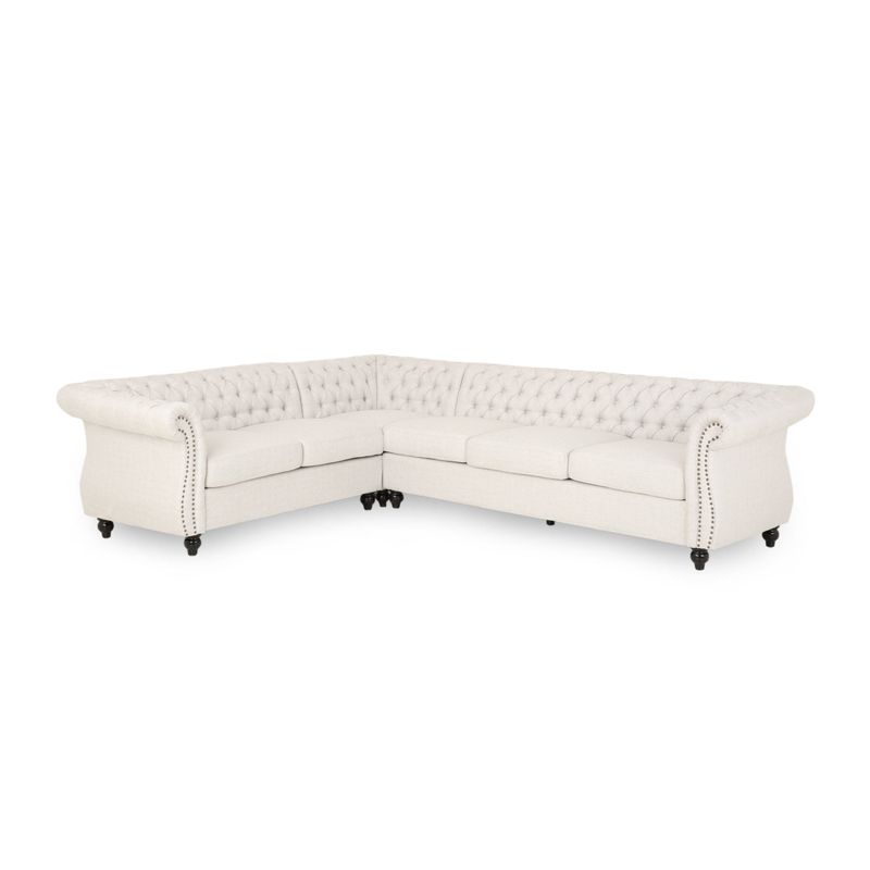 Amberside 6 Seater Fabric Tufted Sectional Sofa - Luxury Living in Dubai