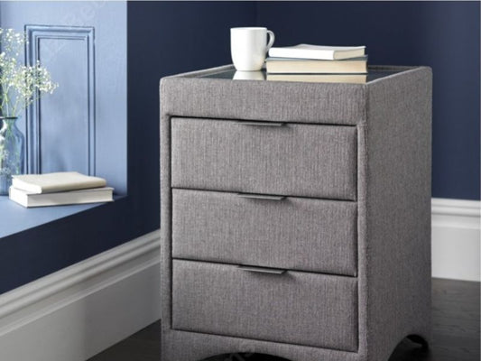Valencia Fabric 3 Drawers Night Stand