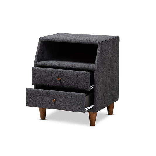Claverie Mid-Century Fabric Upholstered Nightstand